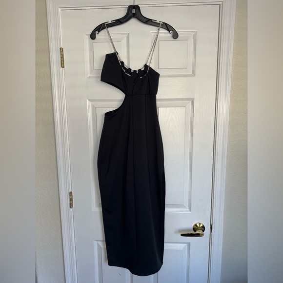 Lovers + Friends Charlotte Rhinestone Strap Cutout Midi Sexy Slit Dress REVOLVE - Picture 11 of 16